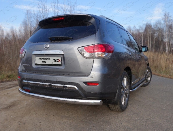 Nissan Pathfinder (14–) Защита задняя (овальная) 75х42 мм