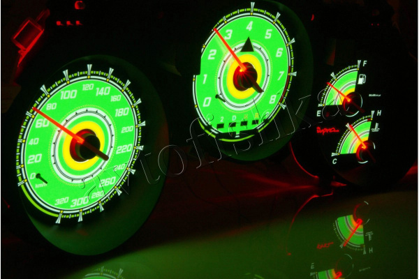 Toyota Supra MK4 светодиодные шкалы (циферблаты) на панель приборов - дизайн 3