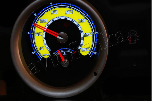 Renault Megane 2 светодиодные шкалы (циферблаты) на панель приборов - дизайн 2