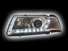 Audi A3 (96-02) фары передние линзовые хромированные, со светодиодной подсветкой, комплект 2 шт.