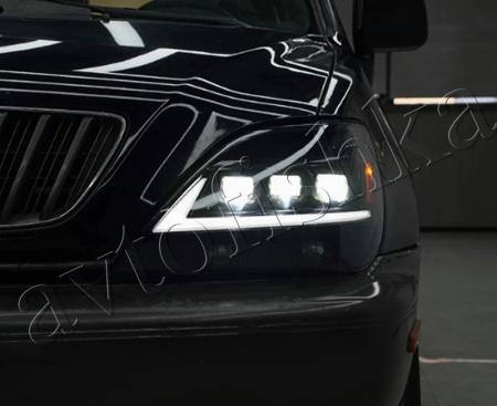 Lexus RX300 (97-03) фары передние черные со светодиодные, комплект 2 шт.