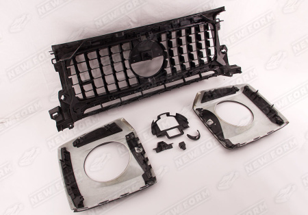 Mercedes-Benz G-Klasse W464 2018 - н.в. Решетка радиатора с очками на фары 6.3 AMG черная