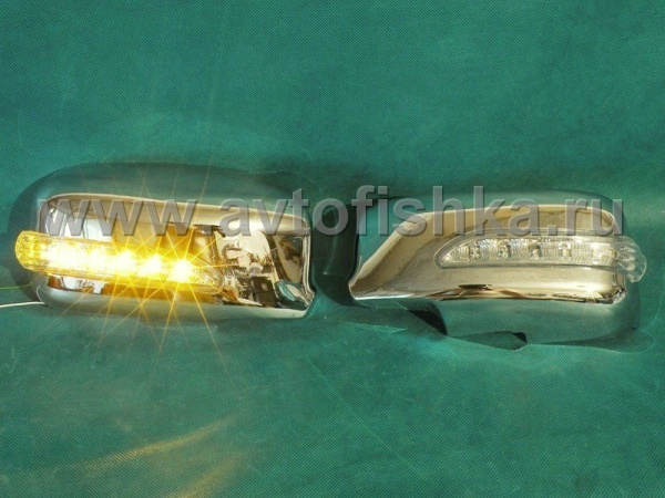 Mitsubishi Lancer 9 (00-07) накладки на боковые зеркала хромированные со светодиодным поворотником, комплект 2 шт.