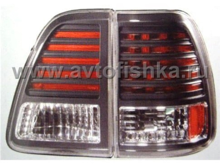 Toyota Land Cruiser 100 фонари задние светодиодные черные, дизайн Lexus, комплект лев.+прав.