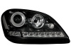 Mercedes ML W164 (05-08) фары передние линзовые черные с нижней светодиодной подсветкой, с мотором электрокорректора, комплект 2 шт.