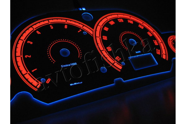 Ford Focus MK1 светодиодные шкалы (циферблаты) на панель приборов - дизайн 3
