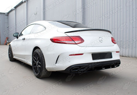 Mercedes-Benz C-Klasse W205 Coupe рестайлинг 2018 - н.в. Диффузор заднего бампера 6.3S AMG с черными насадками на глушитель