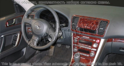 Декоративные накладки салона Subaru Legacy 2005-2006 ручной AC Control, Механическая коробка передач