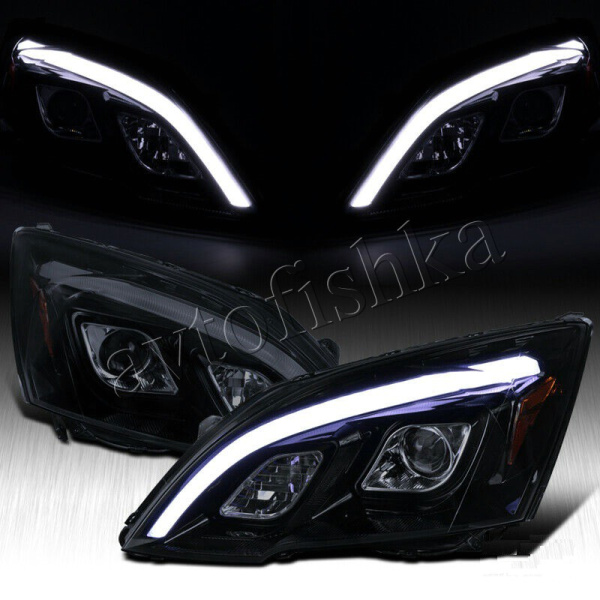 Honda CR-V III (06-) фары передние линзовые черные, с подсветкой DRL, комплект 2 шт.