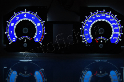Renault Megane 2 светодиодные шкалы (циферблаты) на панель приборов - дизайн 1