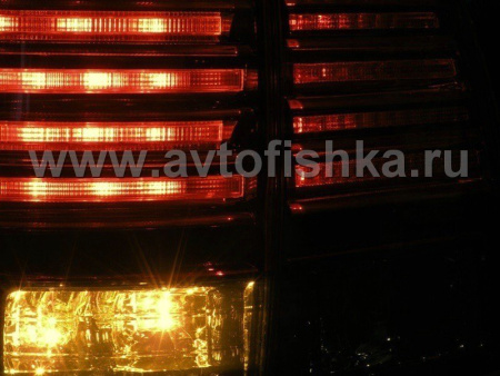 Toyota Land Cruiser 100 (98-07) фонари задние светодиодные красно-тонированные, внешние и внутренние, дизайн Lexus, с хром отделкой, комплект лев.+прав.