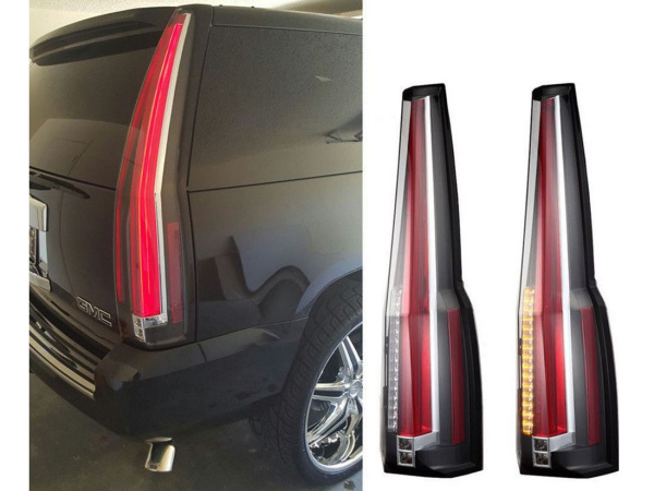 Chevrolet Tahoe, Suburban, GMC Yukon, Denali (07-) фонари задние светодиодные Дизайн Cadillac 2017, комплект 2 шт.