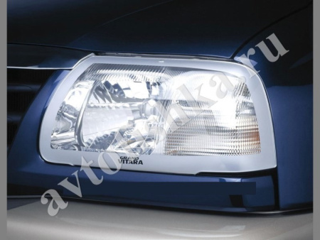 Защита передних фар серебо Suzuki Grand Vitara 1998-2005