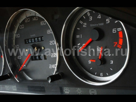 Mercedes W124 (84-95), W126 (80-92) светящиеся шкалы приборов - накладки на циферблаты панели приборов, дизайн № 1
