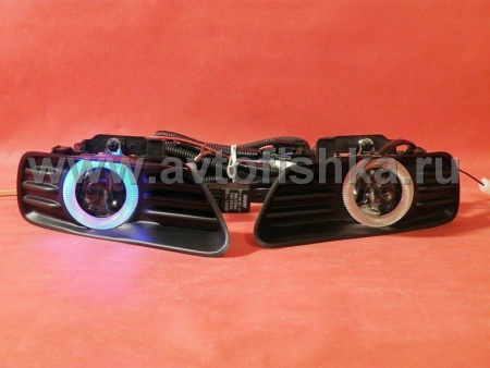 Toyota Camry V40 (06-09) фары противотуманные линзовые со светящимися ободками, установочный комплект