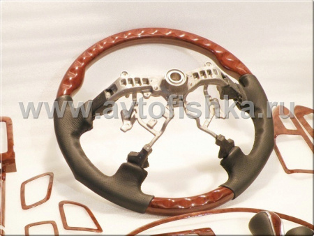 Toyota Land Cruiser Prado 120 (02-) руль, рукоятки рычагов переключения передач и накладки в салон под дерево, комплект 27 предметов