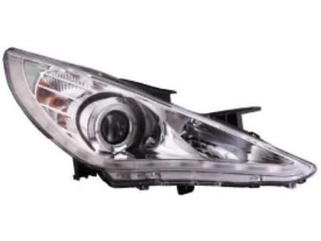 Hyundai Sonata (10-) передние линзовые фары со светящимися ободками, под корректор, тюнинг, комплект 2 шт.