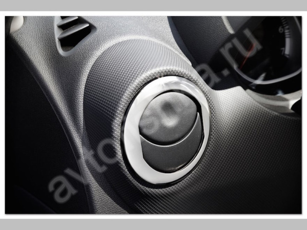 Renault Sandero (2006-) накладки на дефлекторы вентиляции салона из нержавеющей стали, 4 шт.