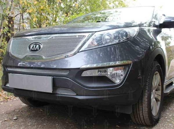 Kia Sportage (10–/14–) Защита радиатора Optimal, хром, середина