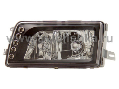 Mercedes S W126 (80-92) фары передние черные со светодиодными габаритными огнями, комплект 2 шт.