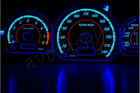 Volvo V40 / S40 1995-2002 светодиодные шкалы (циферблаты) на панель приборов