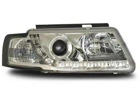 Volkswagen Passat B5 (97-00) фары передние линзовые хромированные, со светодиодной подсветкой, комплект 2 шт.