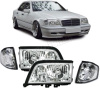 Mercedes C W202 (94-00) фары передние хромированные, комплект 2 шт.