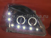 Toyota Land Cruiser Prado 120 (2002-2009) фары передние линзовые черные со светящимися ободками и светодиодной подсветкой под корректор, комплект 2 шт.
