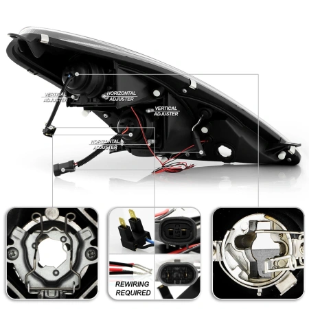 Toyota Celica 2000-2005 фары передние линзованные черные с ангельскими глазками и DRL ходовыми огнями