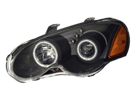 Chrysler Sebring (03-05) 2 дв. купе фары передние линзовые черные, со светящимися ободками и светодиодной подсветкой, комплект 2 шт.