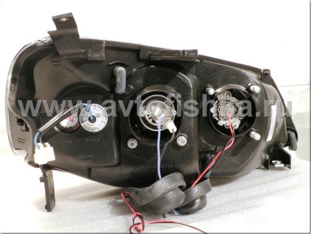 Honda Civic (01-03) 2, 4 дв. фары передние линзовые черные, со светящимися ободками, комплект 2 шт.