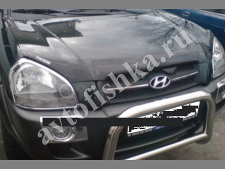 Дефлектор капота темный с надписью Hyundai Tucson 2005-2008