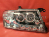 Mitsubishi Pajero 3 (2000-2006) фары передние линзовые хромированные со светящимися ободками, комплект 2 шт.