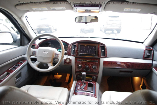 Декоративные накладки салона Jeep Grand Cherokee 2005-2007 полный набор, с навигацией