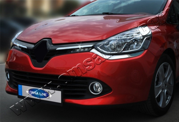 Renault Clio (13–15) Накладки на передние фонари (реснички), нерж., 2 части (хэтчбек5D/SW)