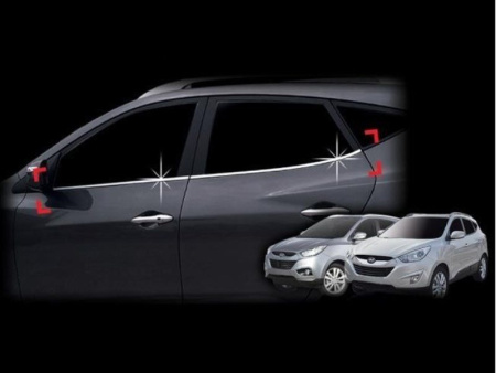Hyundai Tucson ix35 (2009-) нижние хромированные молдинги окон пластиковые, комплект 4 шт.