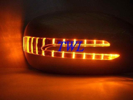 Mercedes W211, W203 (00-06) корпуса боковых зеркал под покраску, со светодиодными поворотниками и подсветкой Welcome, дизайн SL-class, комплект 2 шт.