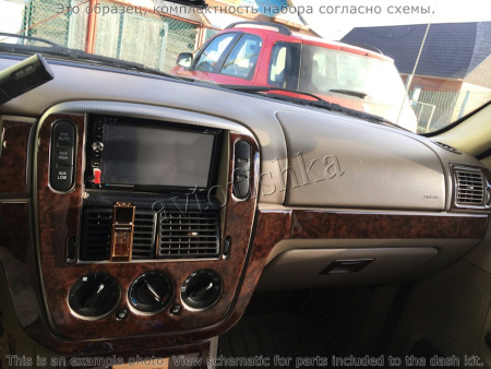 Декоративные накладки салона Ford Explorer 2002-2005 базовый набор, без OEM, с ручной A/C Controls, 19 элементов.