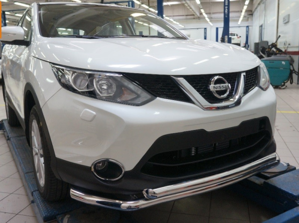 Nissan Qashqai (14–) Защита переднего бампера двойная d 60/60 мм, нерж. (сборка Англия)