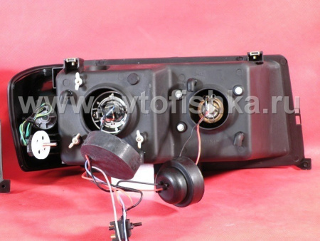 Mercedes W201 190E 190D (82-93) фары передние прожекторные хромированные с указателем поворотов, комплект 2 шт.