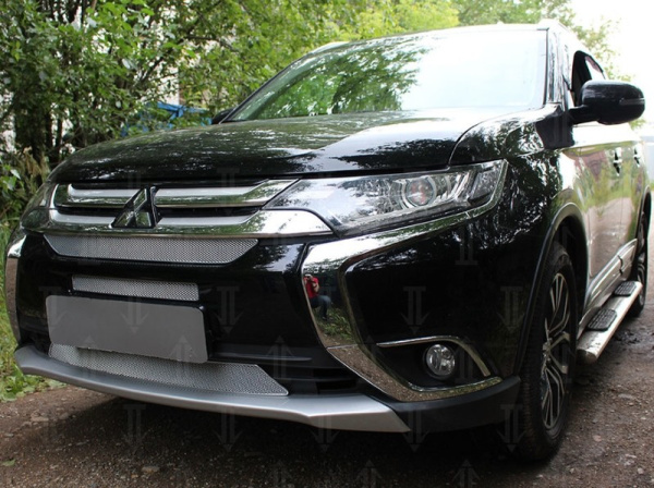 Mitsubishi Outlander (15–) Защита радиатора Optimal, хром, 3 части