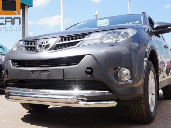 Toyota RAV4 (13–) Защита переднего бампера двойная d 60/60 мм, нерж.