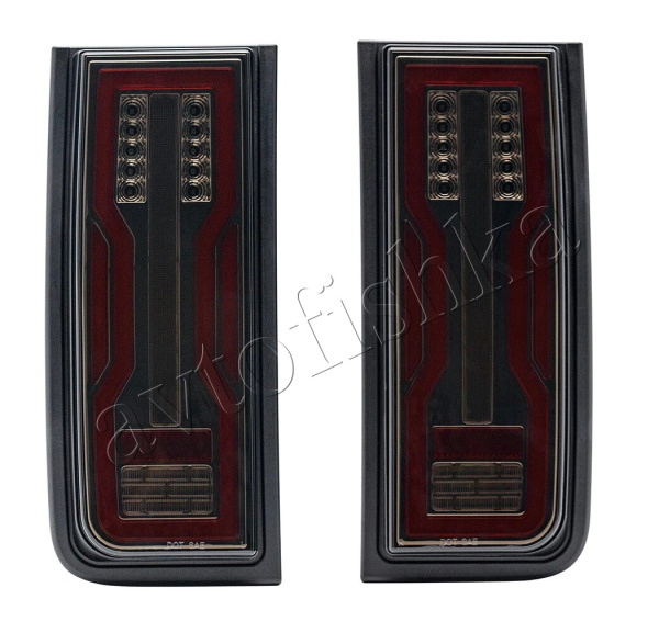 Hummer H2 (02-08) фонари (стопы) задние светодиодные тонированные с катафотами в бампер дизайн GMC Hummer EV 2022