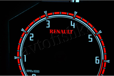 Renault Clio 3 светодиодные шкалы (циферблаты) на панель приборов - дизайн 3