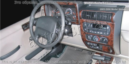 Декоративные накладки салона Jeep Wrangler 2003-2006 полный набор