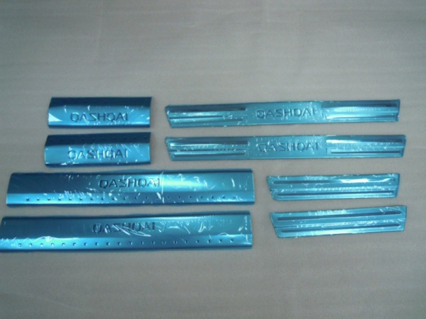 Nissan Qashqai (07–14) Накладки на дверные пороги нерж. (внутренние + проем, 8 частей)