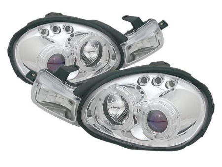 Dodge Neon (00-02) фары передние линзовые хромированные, со светодиодной подсветкой, комплект 2 шт.