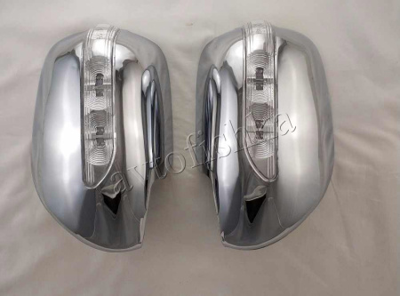 Toyota Land Cruiser Prado 120 (02-09) накладки на боковые зеркала хромированные, со светодиодным поворотником, комплект 2 шт.