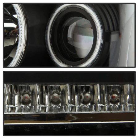 Dodge Nitro (2007-2011) фары передние линзовые черные, с ангельскими глазками и светодиодной подсветкой 