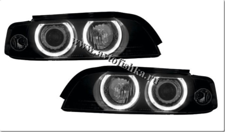 BMW 5 E39 (95-03) фары передние черные, со светящимися ободками, с мотором электрокорректора, комплект 2 шт.